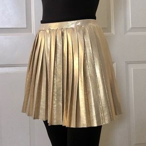 Metallic Gold Pleated Skirt